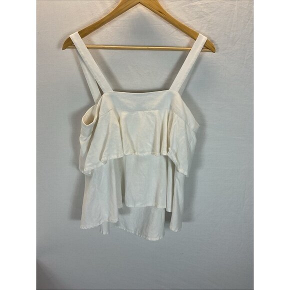 ABOUND size‎ M Square Neck Sleeveless Tiered Linen flounce Tank - Picture 2 of 9